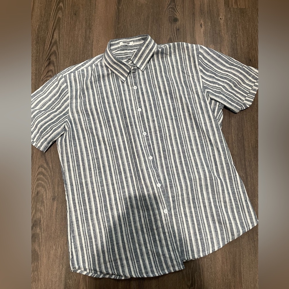 Striped Gray and White Men's Shirt